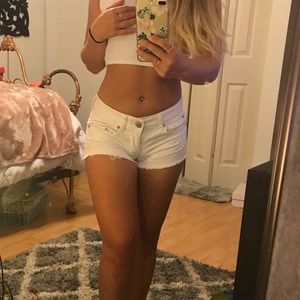 American Eagle White jean shorts